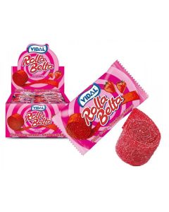 A wholesale case of strawberry flavour rolled up belt sweets