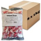 A case of 8 Aniseed Drops wholesale sweets in a bulk 1kg bag.