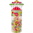 A full jar of Assorted Fruit flavour Lollipops 